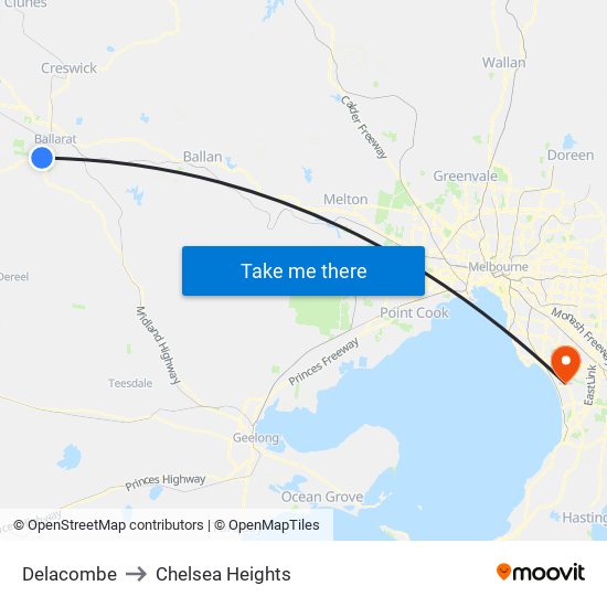 Delacombe to Chelsea Heights map