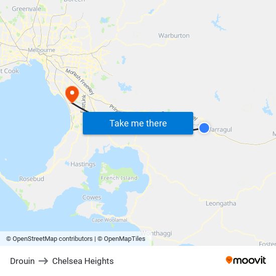 Drouin to Chelsea Heights map