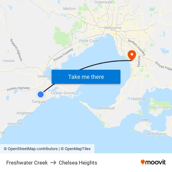 Freshwater Creek to Chelsea Heights map