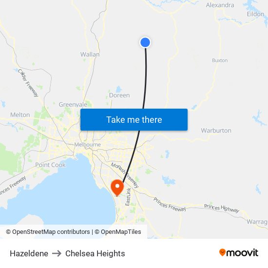 Hazeldene to Chelsea Heights map