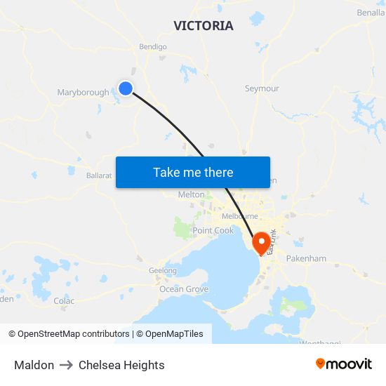 Maldon to Chelsea Heights map