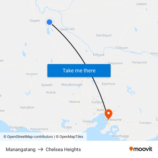 Manangatang to Chelsea Heights map