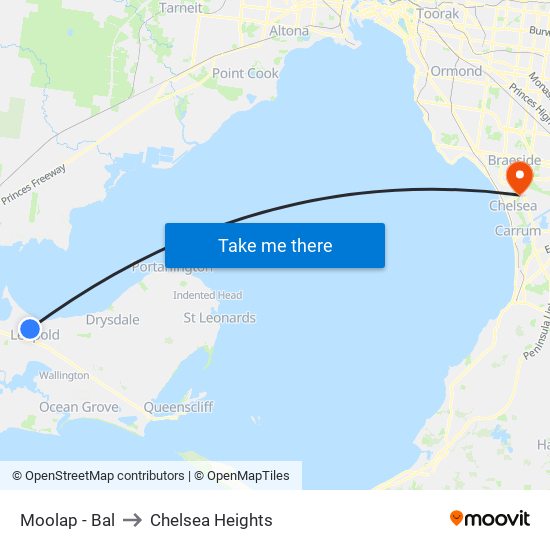 Moolap - Bal to Chelsea Heights map