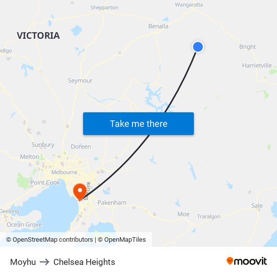 Moyhu to Chelsea Heights map