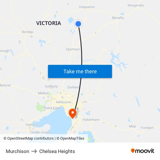 Murchison to Chelsea Heights map