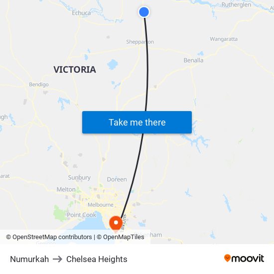 Numurkah to Chelsea Heights map