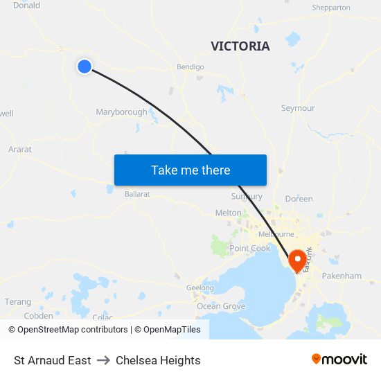 St Arnaud East to Chelsea Heights map