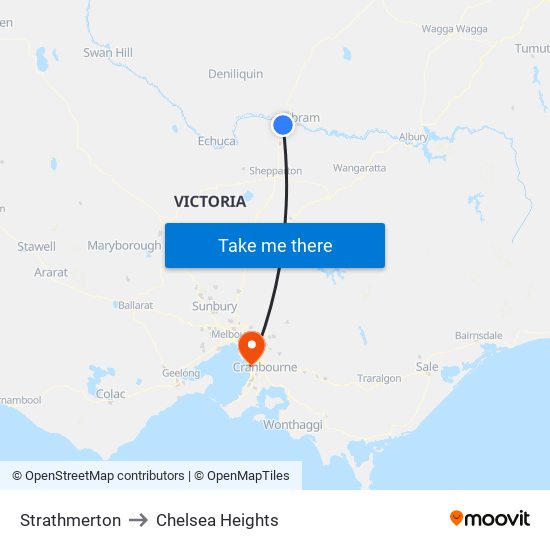Strathmerton to Chelsea Heights map