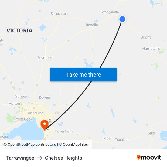 Tarrawingee to Chelsea Heights map