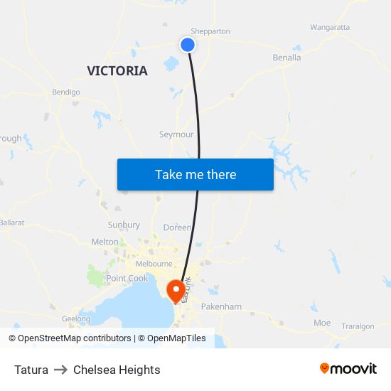 Tatura to Chelsea Heights map