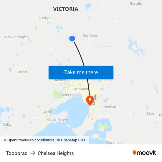 Tooborac to Chelsea Heights map