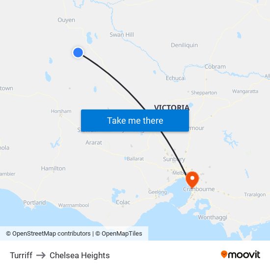 Turriff to Chelsea Heights map