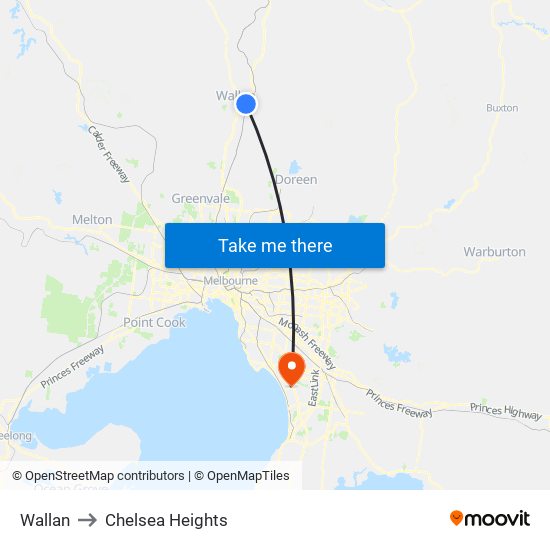 Wallan to Chelsea Heights map