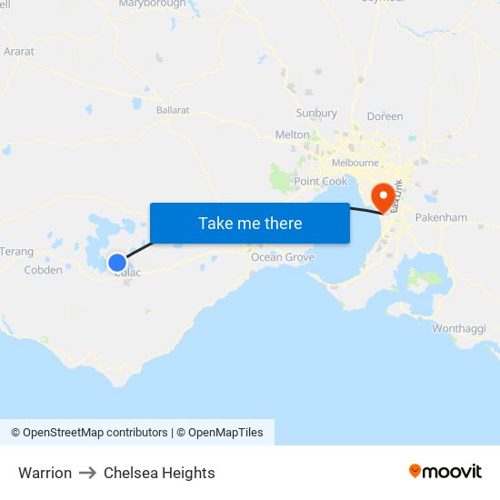 Warrion to Chelsea Heights map