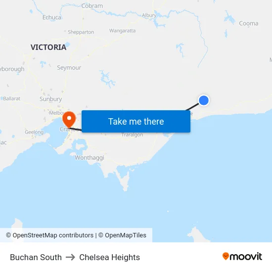 Buchan South to Chelsea Heights map