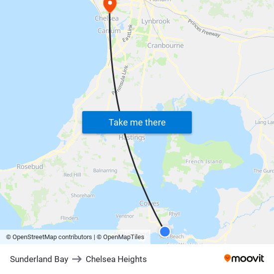 Sunderland Bay to Chelsea Heights map