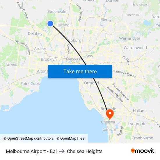 Melbourne Airport - Bal to Chelsea Heights map