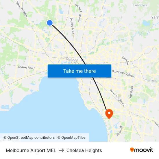 Melbourne Airport MEL to Chelsea Heights map
