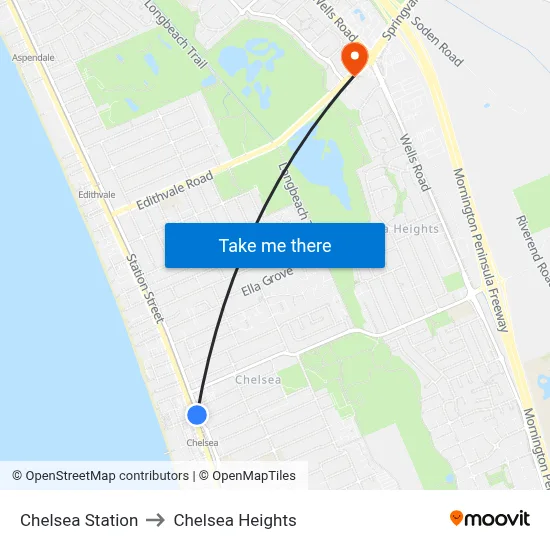 Chelsea Station to Chelsea Heights map
