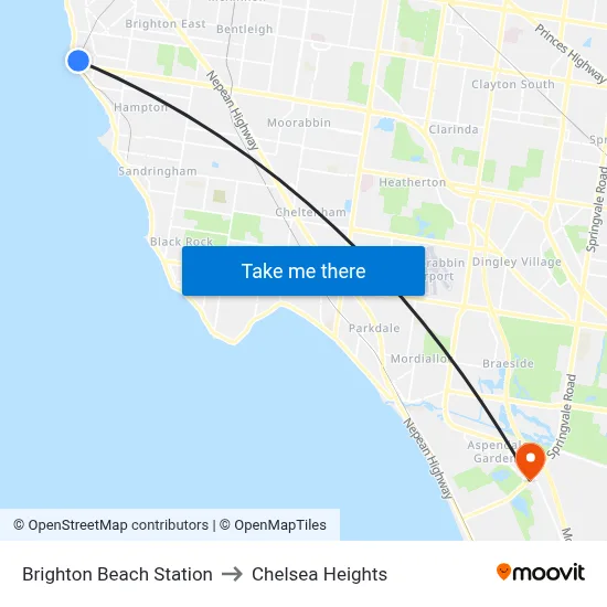 Brighton Beach Station to Chelsea Heights map