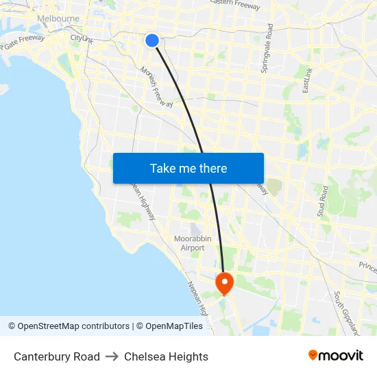 Canterbury Road to Chelsea Heights map