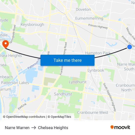 Narre Warren to Chelsea Heights map