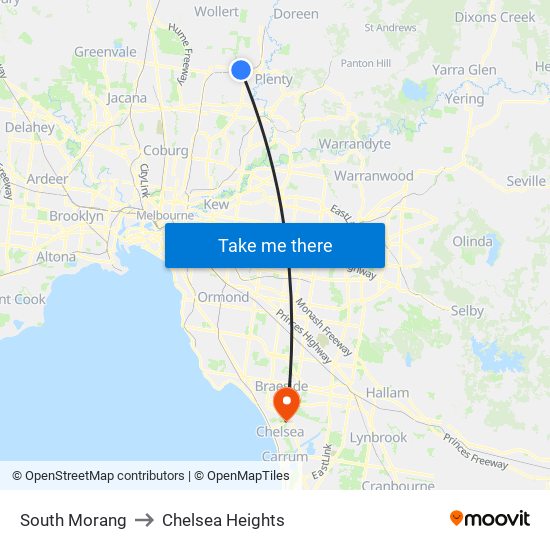 South Morang to Chelsea Heights map