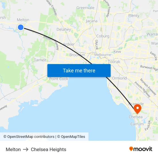 Melton to Chelsea Heights map