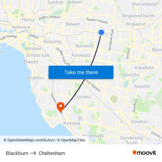 Blackburn to Cheltenham map