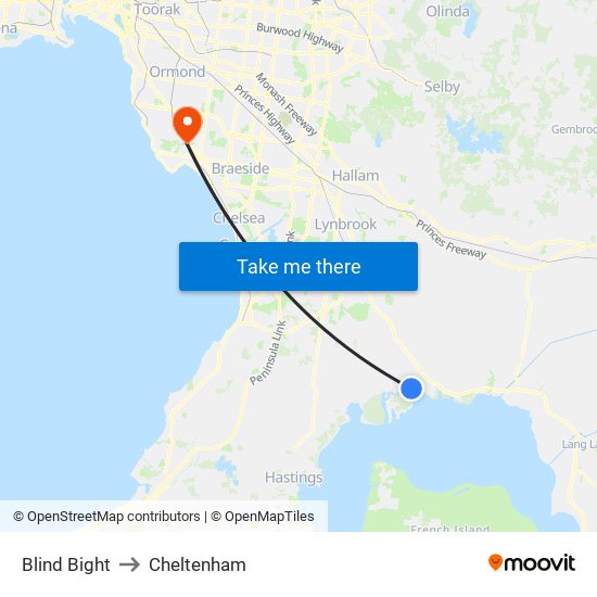 Blind Bight to Cheltenham map