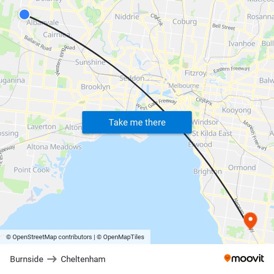 Burnside to Cheltenham map