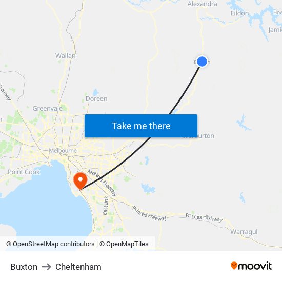 Buxton to Cheltenham map