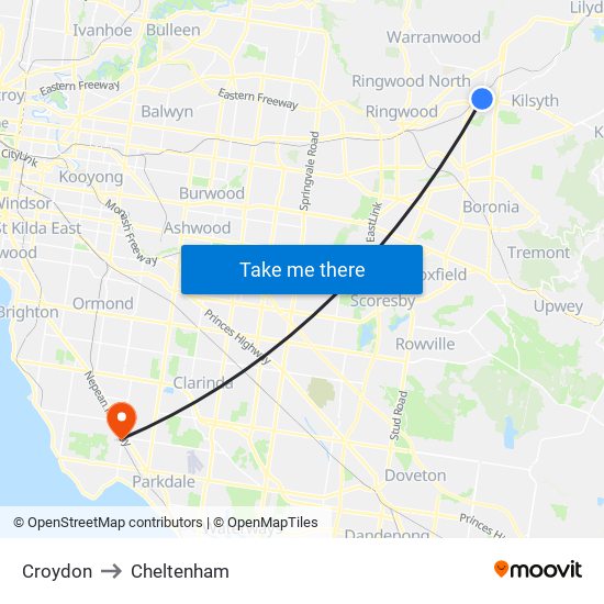 Croydon to Cheltenham map