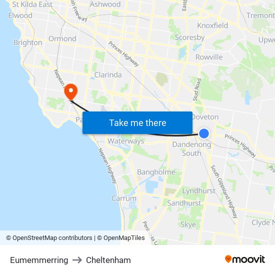 Eumemmerring to Cheltenham map