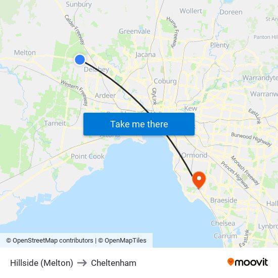 Hillside (Melton) to Cheltenham map