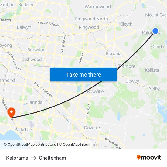 Kalorama to Cheltenham map