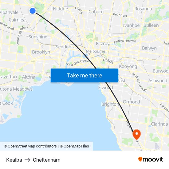 Kealba to Cheltenham map