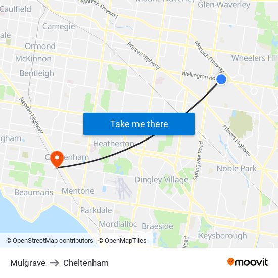 Mulgrave to Cheltenham map