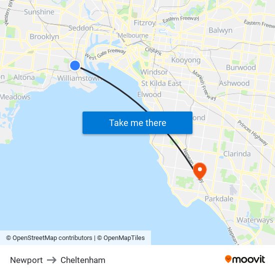 Newport to Cheltenham map