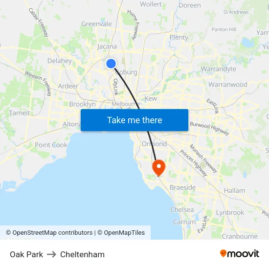 Oak Park to Cheltenham map