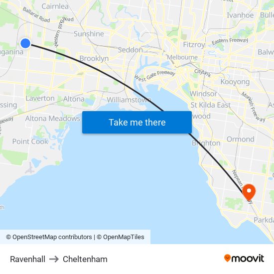 Ravenhall to Cheltenham map