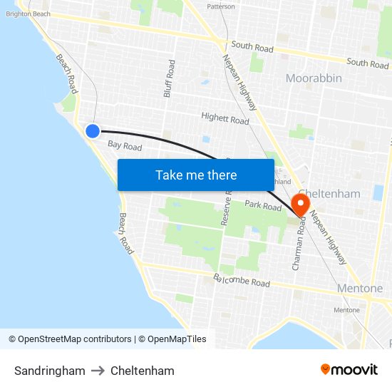 Sandringham to Cheltenham map