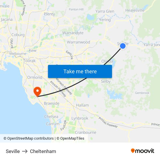 Seville to Cheltenham map