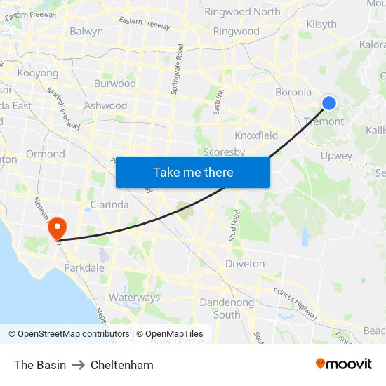 The Basin to Cheltenham map