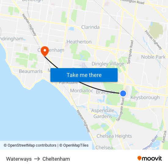 Waterways to Cheltenham map