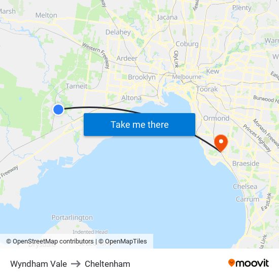 Wyndham Vale to Cheltenham map