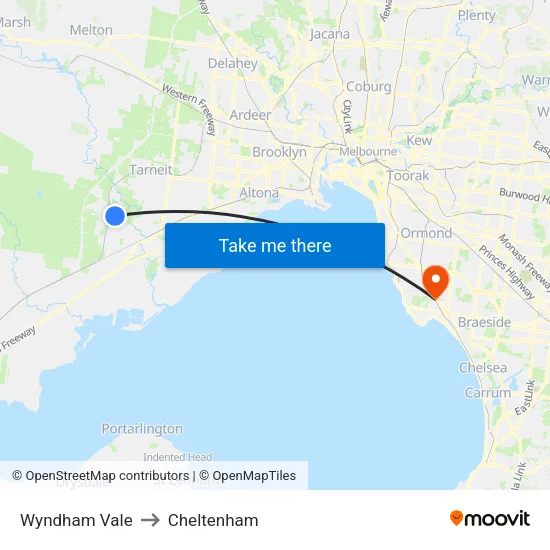 Wyndham Vale to Cheltenham map