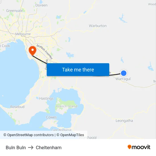 Buln Buln to Cheltenham map