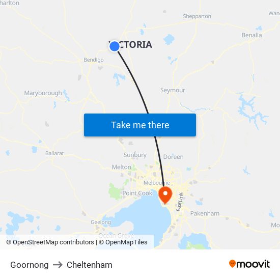 Goornong to Cheltenham map