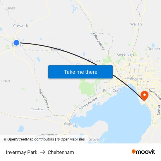 Invermay Park to Cheltenham map